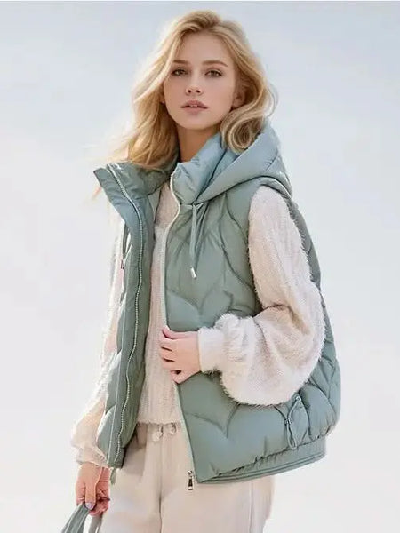 Puffer vest with Hoodie  - Sleekdenim.com