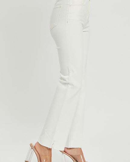 Spring in Step Tummy Control Top High Rise Raw Hem Straight Leg Regular & Plus Sizes - Sleekdenim.com