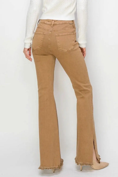 RISEN Bailey Full Size High Waist Side Slit Flare Jeans - Sleekdenim.com