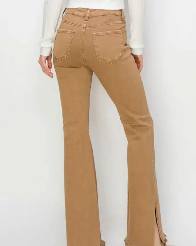 RISEN Bailey High Waist Side Slit Flare Jeans - Sleekdenim.com