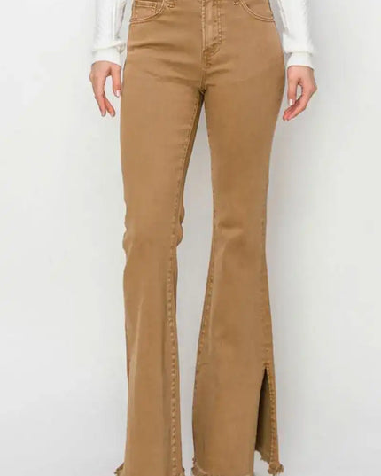 RISEN Bailey High Waist Side Slit Flare Jeans - Sleekdenim.com