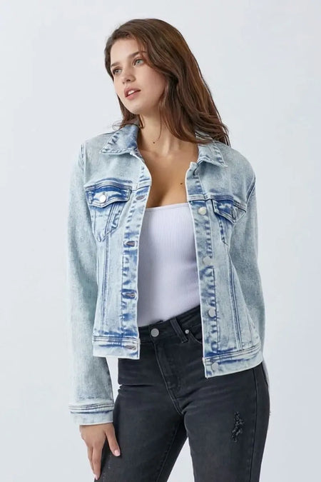 RISEN Button Up Washed Denim Jacket - Sleekdenim.com