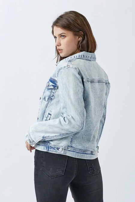 RISEN Button Up Washed Denim Jacket - Sleekdenim.com