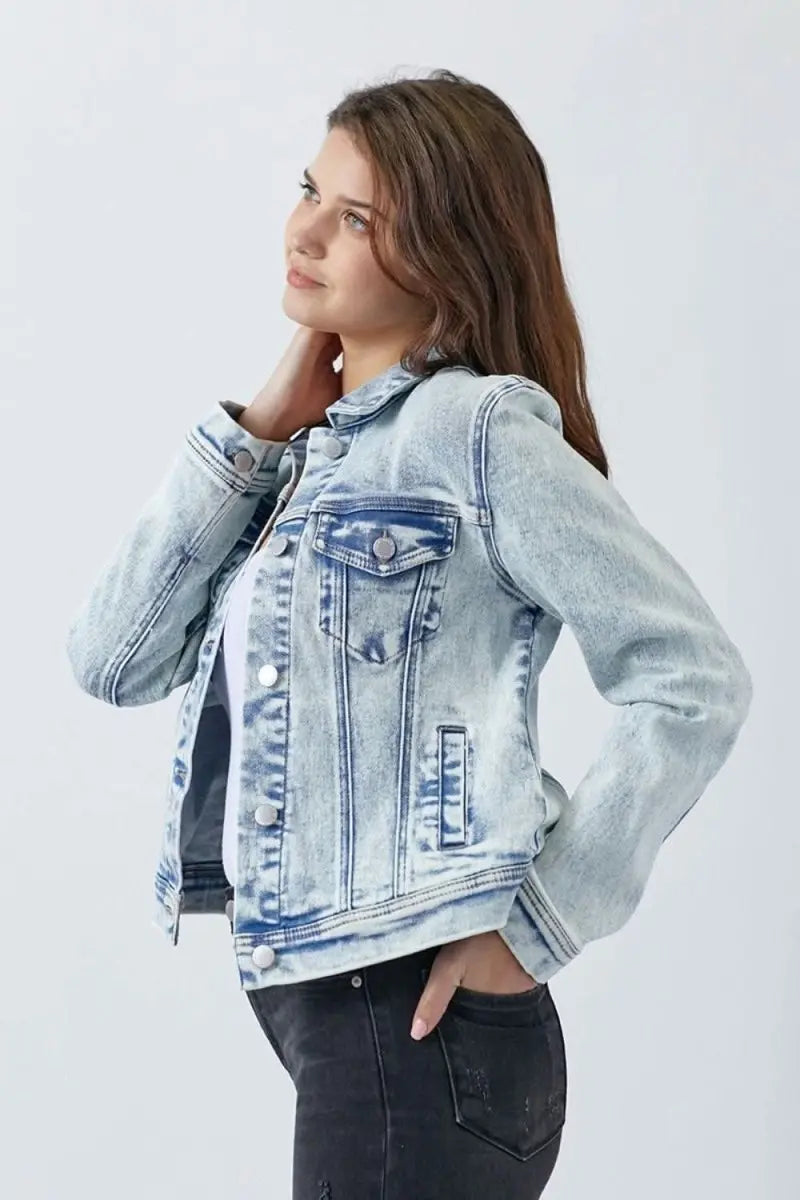 RISEN Button Up Washed Denim Jacket - Sleekdenim.com