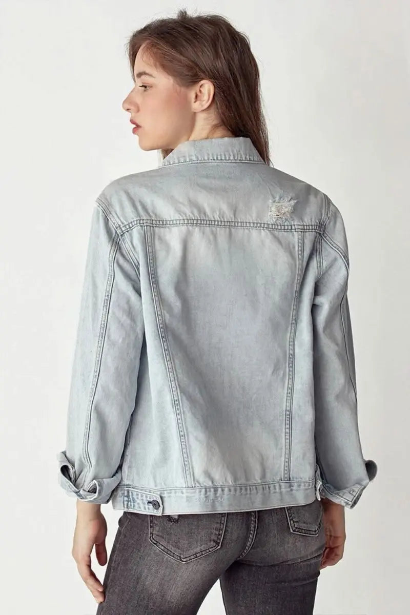 RISEN Distressed Button Up Jacket - Sleekdenim.com