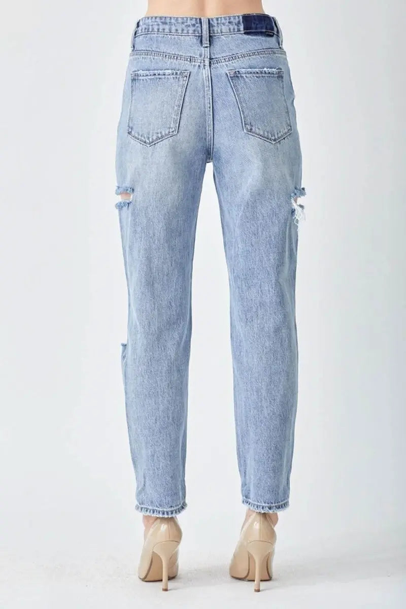 RISEN Distressed Slim Cropped Jeans - Sleekdenim.com