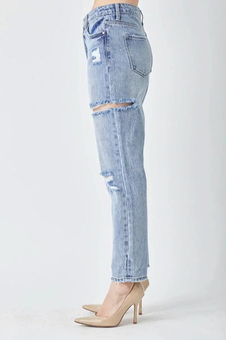 RISEN Distressed Slim Cropped Jeans - Sleekdenim.com