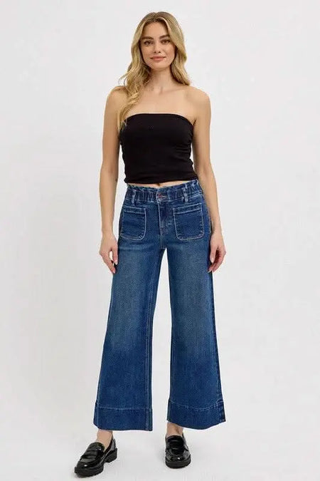 RISEN Elastic Band Wide Leg Jeans - Sleekdenim.com