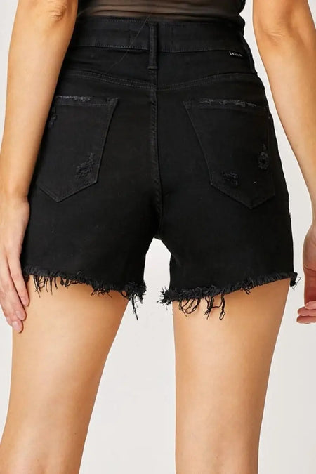 RISEN Frayed Hem Denim Shorts with Fringe Detail Pockets - Sleekdenim.com