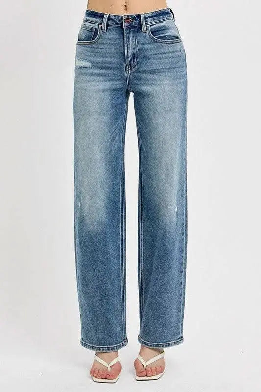 RISEN Full Size Distressed Wide Leg Jeans Plus Size - Sleekdenim.com