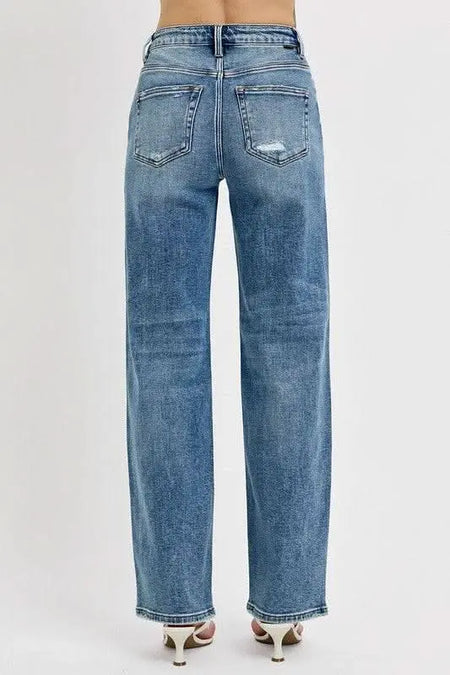 RISEN Full Size Distressed Wide Leg Jeans Plus Size - Sleekdenim.com