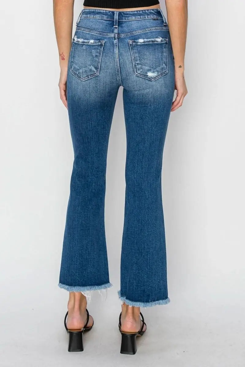 RISEN Full Size Frayed Step Hem Ankle Straight Jeans - Sleekdenim.com