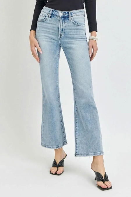 RISEN Full Size High Rise Ankle Flare Jeans - Sleekdenim.com