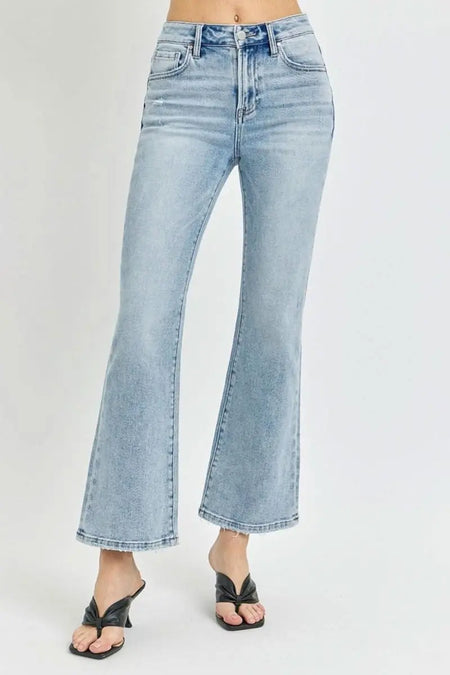 RISEN Full Size High Rise Ankle Flare Jeans - Sleekdenim.com