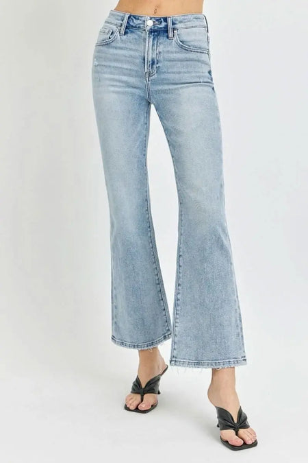 RISEN Full Size High Rise Ankle Flare Jeans - Sleekdenim.com