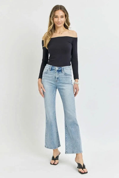 RISEN Full Size High Rise Ankle Flare Jeans - Sleekdenim.com