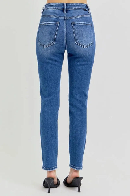 RISEN Full Size High Rise Ankle Skinny Knee Distressed Jeans - Sleekdenim.com