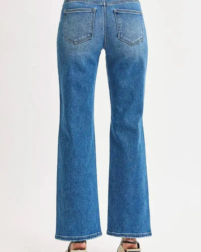 RISEN Full Size High Rise Ankle Straight Front Body Distressed Jeans Plus Size - Sleekdenim.com