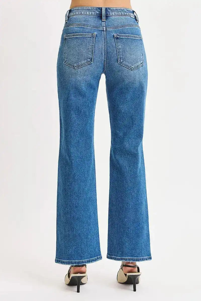 RISEN Full Size High Rise Ankle Straight Front Body Distressed Jeans Plus Size - Sleekdenim.com