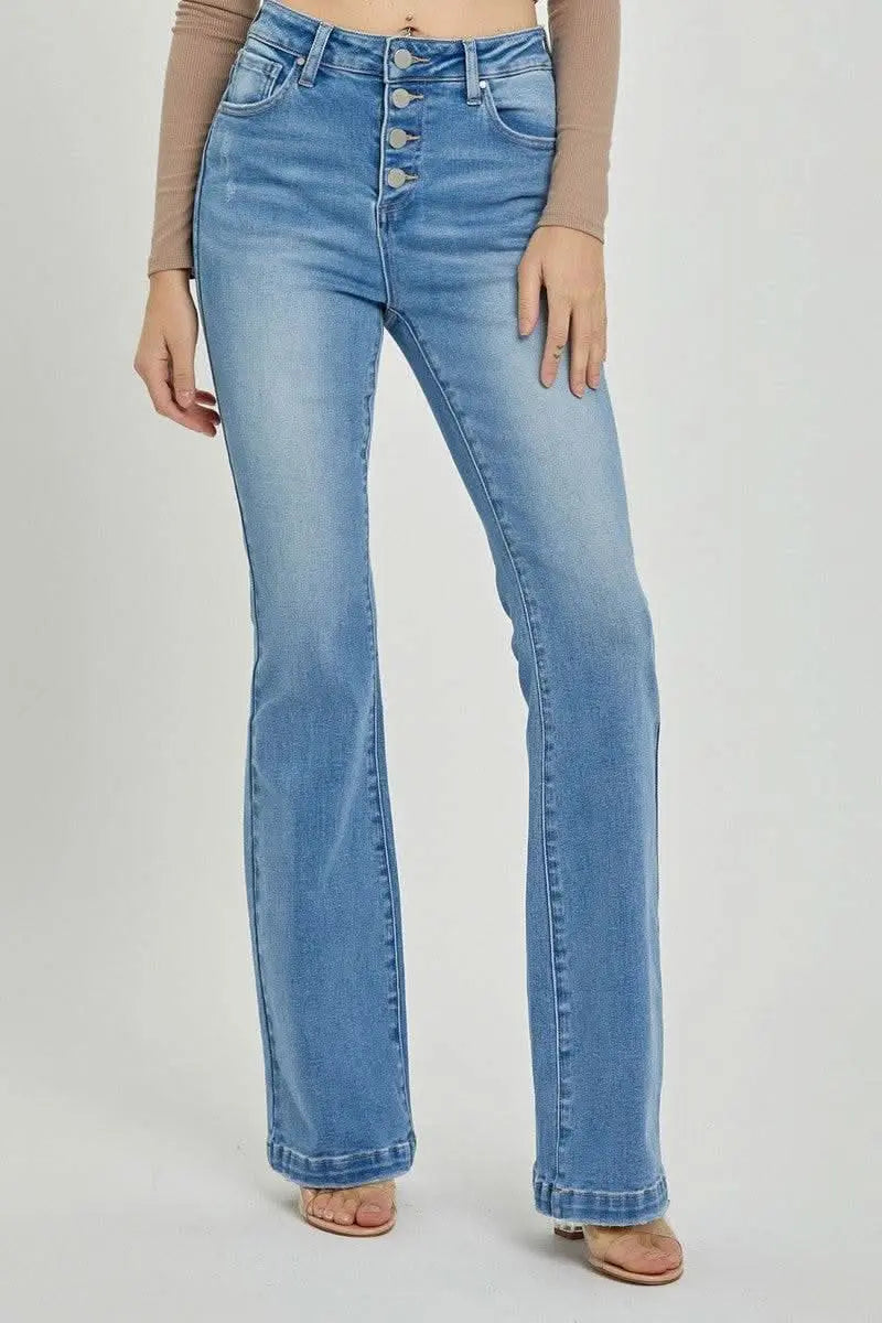 RISEN Full Size High Rise Button Fly Bootcut Jeans - Sleekdenim.com