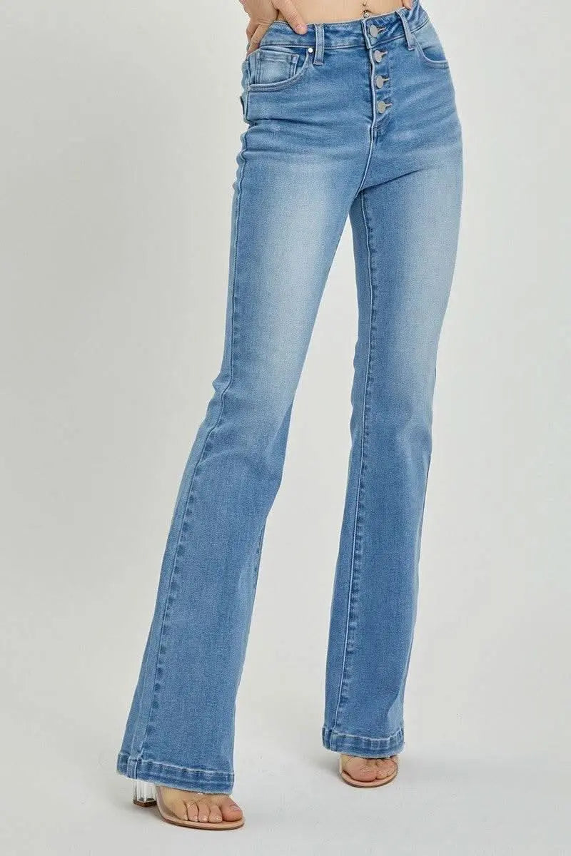 RISEN Full Size High Rise Button Fly Bootcut Jeans - Sleekdenim.com