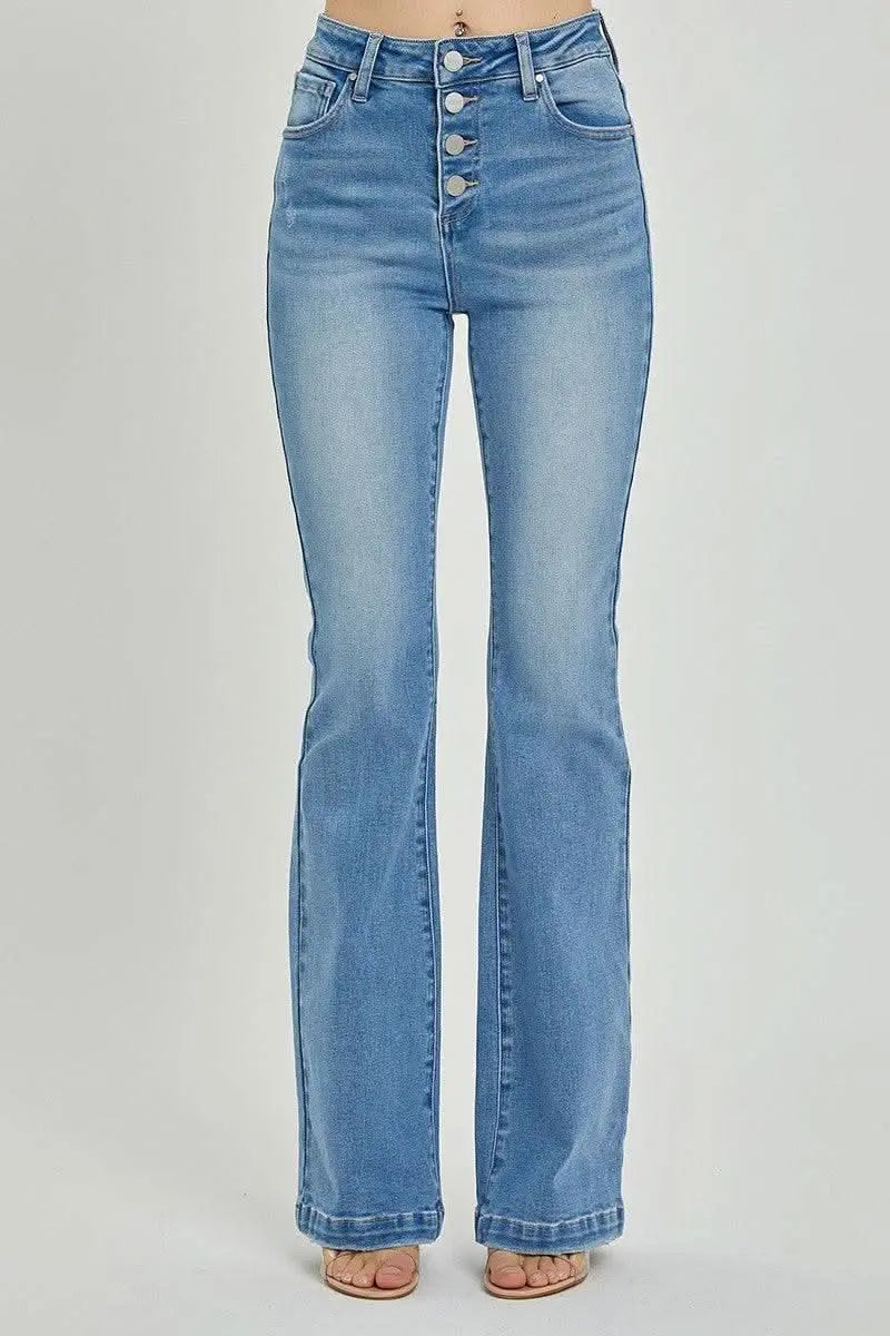 RISEN Full Size High Rise Button Fly Bootcut Jeans - Sleekdenim.com