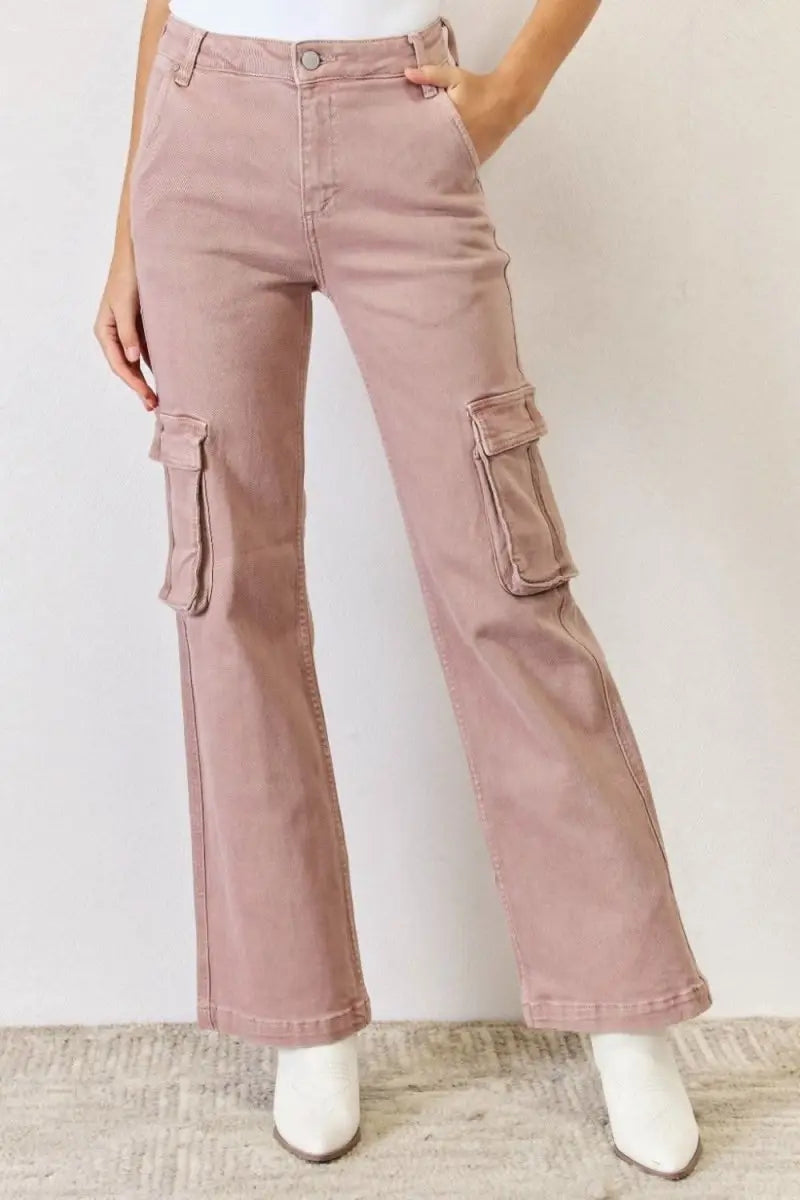 RISEN Full Size High Rise Cargo Wide Leg Jeans - Sleekdenim.com