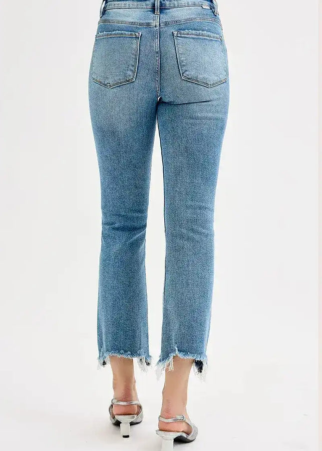 RISEN Full Size High Rise Crop Straight Slim Jeans Plus Size - Sleekdenim.com