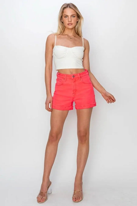 RISEN Full Size High Rise Cuffed Denim Shorts - Sleekdenim.com