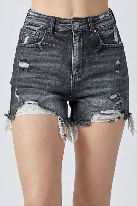 RISEN Full Size High Rise Distressed Denim Shorts - Sleekdenim.com