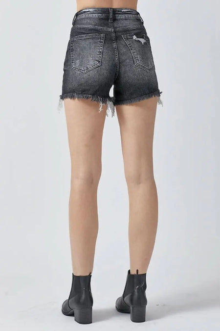 RISEN Full Size High Rise Distressed Denim Shorts - Sleekdenim.com