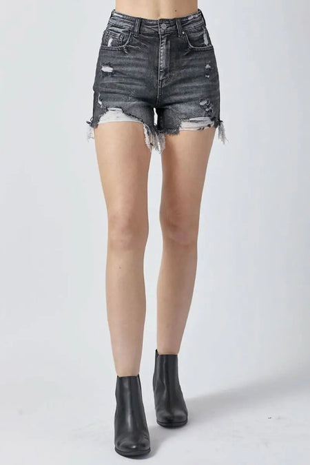 RISEN Full Size High Rise Distressed Denim Shorts - Sleekdenim.com