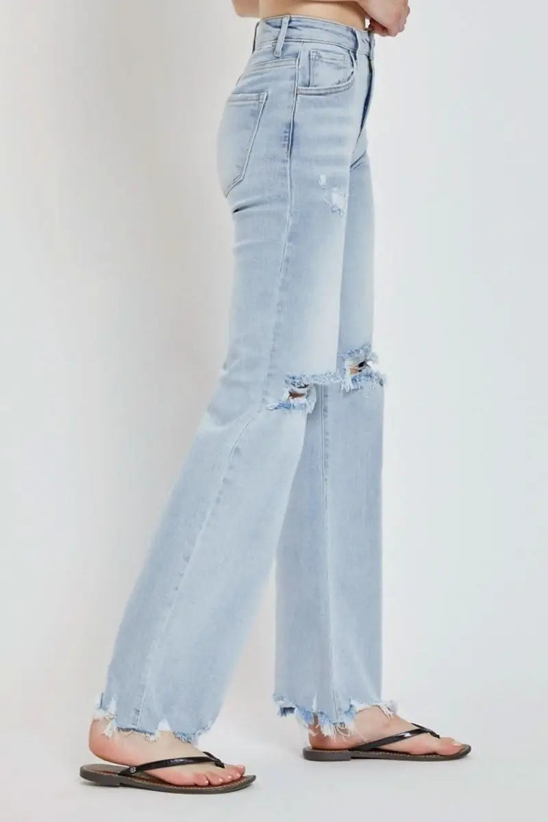 RISEN Full Size High Rise Distressed Wide Leg Jeans - Sleekdenim.com