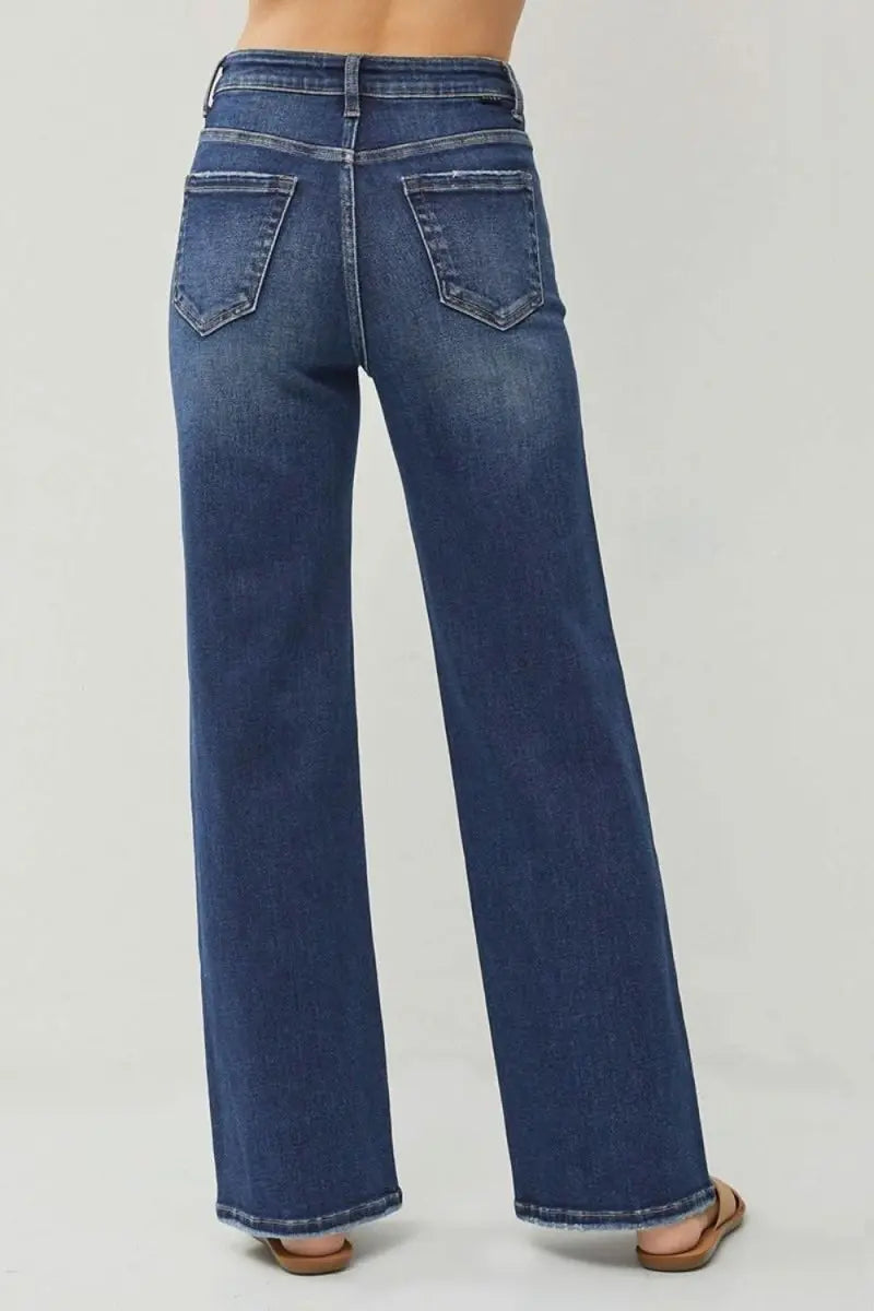 RISEN Full Size High Rise Distressed Wide Leg Jeans - Sleekdenim.com