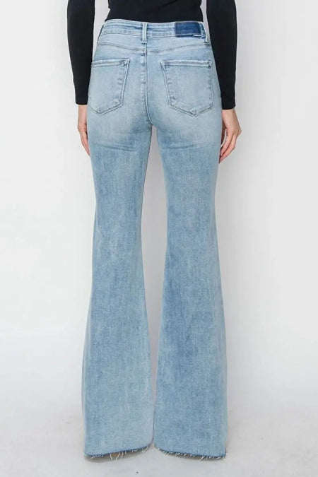 RISEN Full Size High Rise Raw Cut Hem Bootcut Jeans - Sleekdenim.com