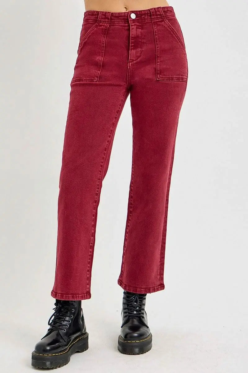 RISEN Full Size High Rise Straight Jeans with Patch Pockets - Sleekdenim.com