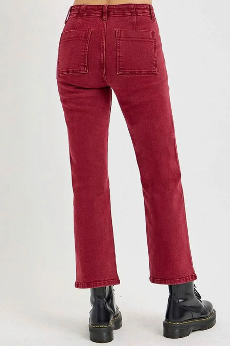 RISEN Full Size High Rise Straight Jeans with Patch Pockets - Sleekdenim.com