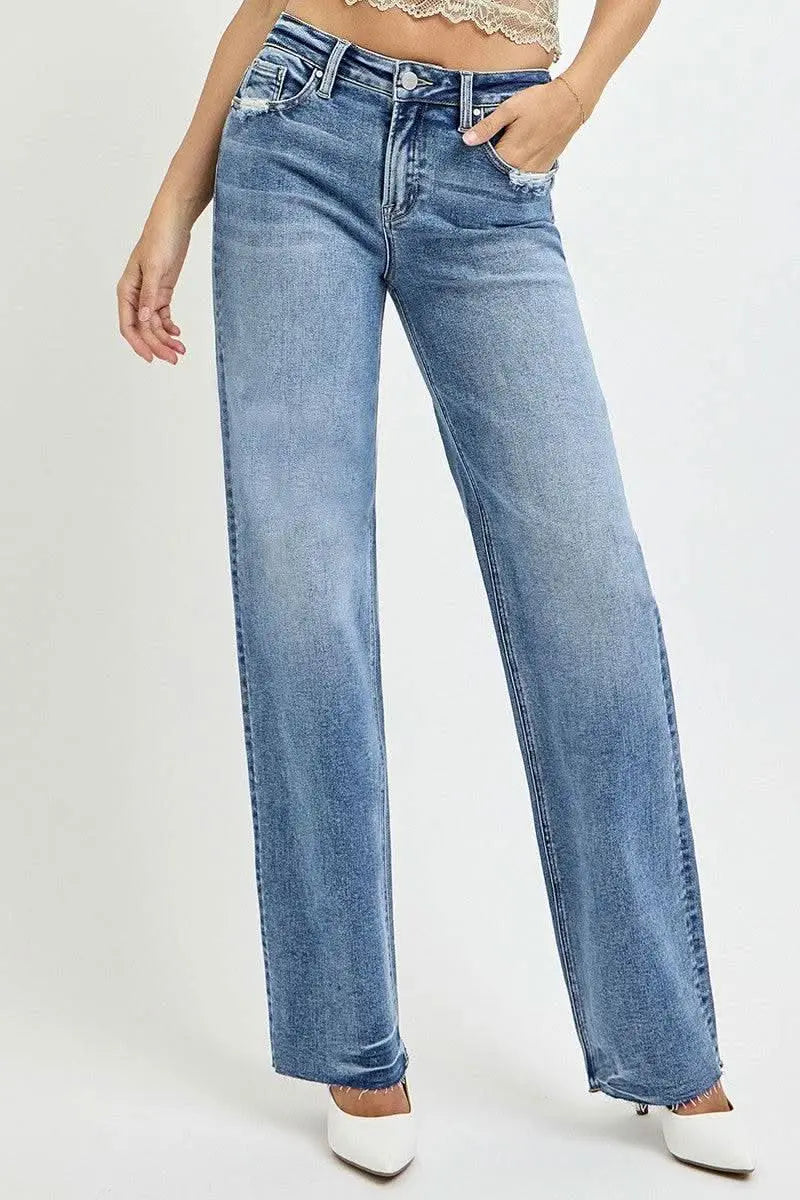 RISEN Full Size High Rise Straight Leg Jeans with Pockets - Sleekdenim.com