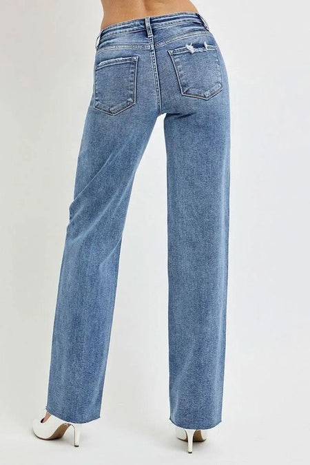 RISEN Full Size High Rise Straight Leg Jeans with Pockets - Sleekdenim.com