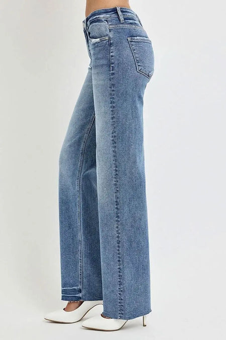 RISEN Full Size High Rise Straight Leg Jeans with Pockets - Sleekdenim.com