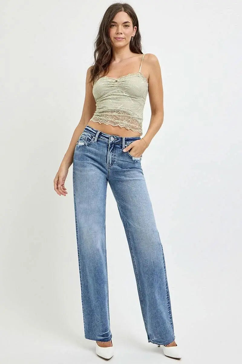 RISEN Full Size High Rise Straight Leg Jeans with Pockets - Sleekdenim.com