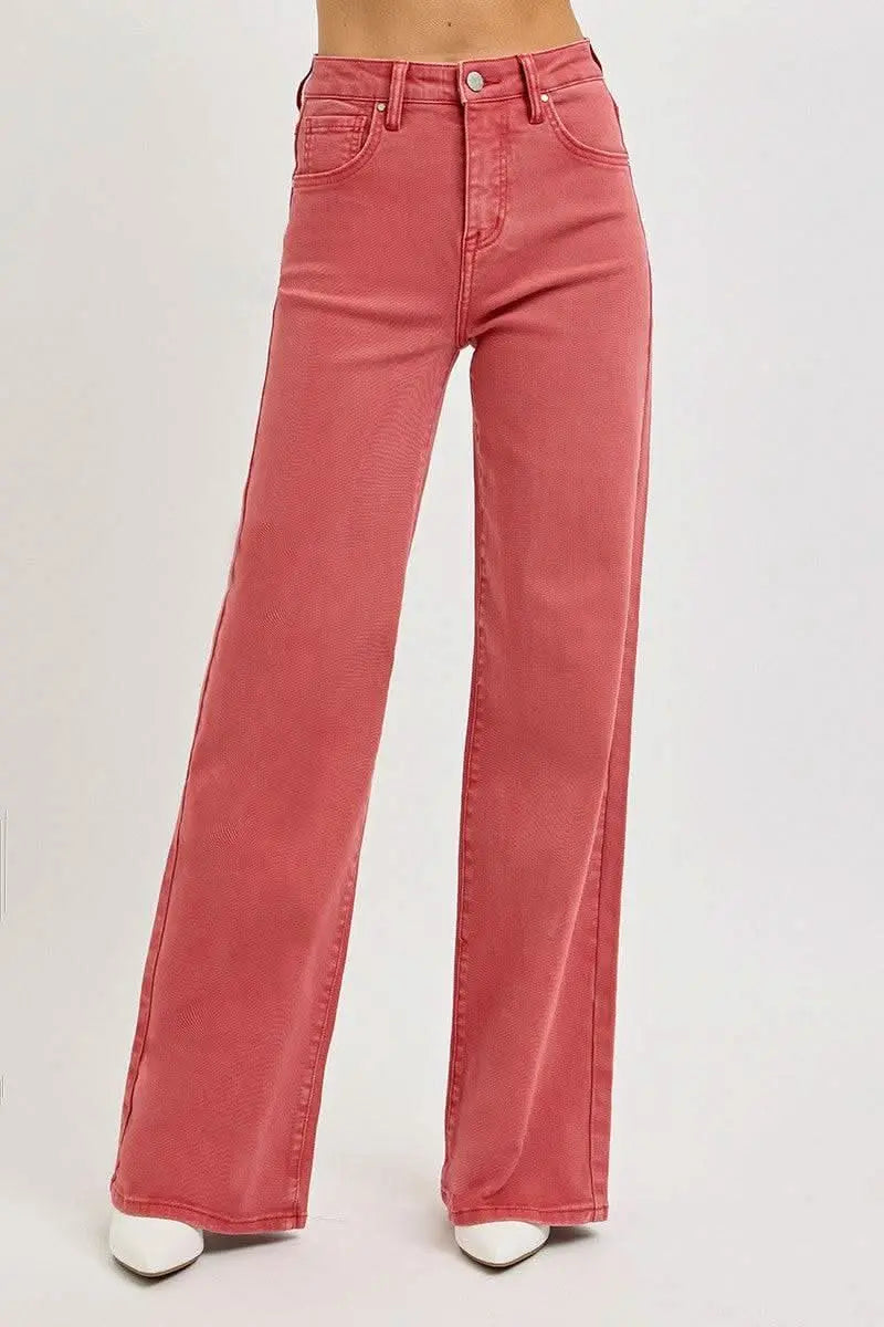 RISEN Full Size High Rise Tummy Control Wide Leg Jeans - Sleekdenim.com