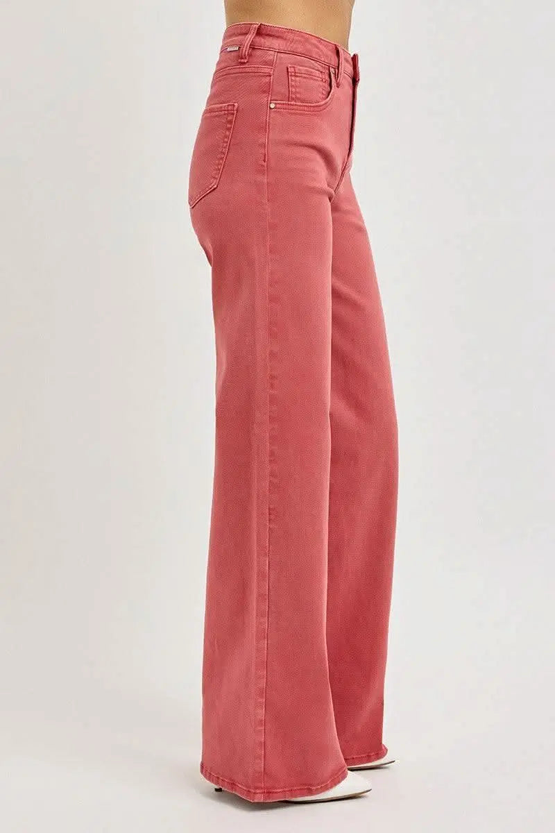 RISEN Full Size High Rise Tummy Control Wide Leg Jeans - Sleekdenim.com