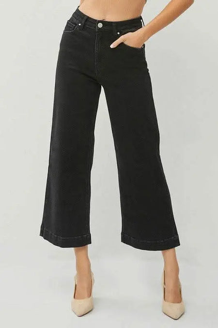 RISEN Full Size High Rise Wide Leg Ankle Jeans Plus Size - Sleekdenim.com