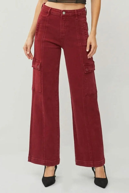 RISEN Full Size High Rise Wide Leg Cargo Jeans - Sleekdenim.com