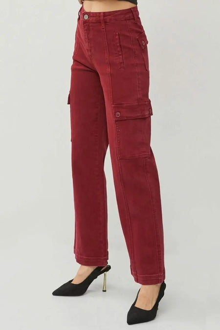 RISEN Full Size High Rise Wide Leg Cargo Jeans - Sleekdenim.com