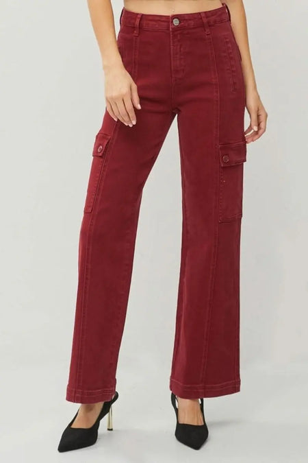 RISEN Full Size High Rise Wide Leg Cargo Jeans - Sleekdenim.com