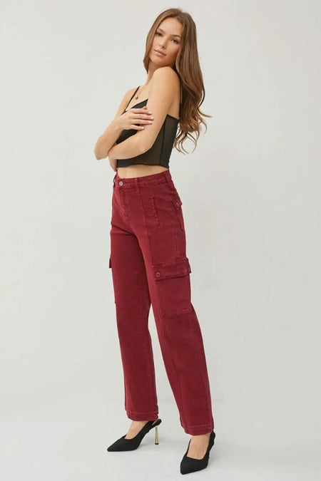 RISEN Full Size High Rise Wide Leg Cargo Jeans - Sleekdenim.com