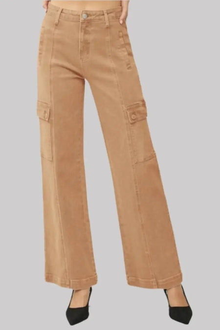 RISEN Full Size High Rise Wide Leg Cargo Jeans - Sleekdenim.com