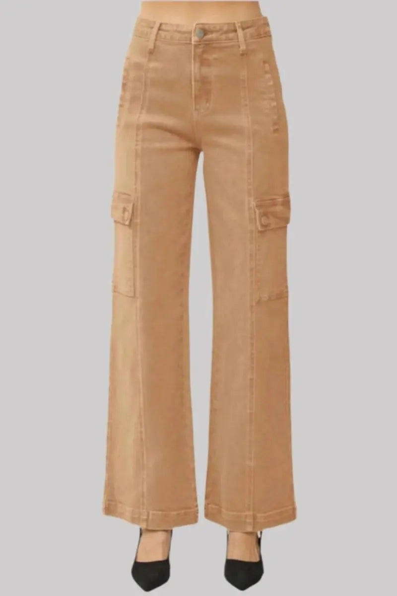 RISEN Full Size High Rise Wide Leg Cargo Jeans - Sleekdenim.com